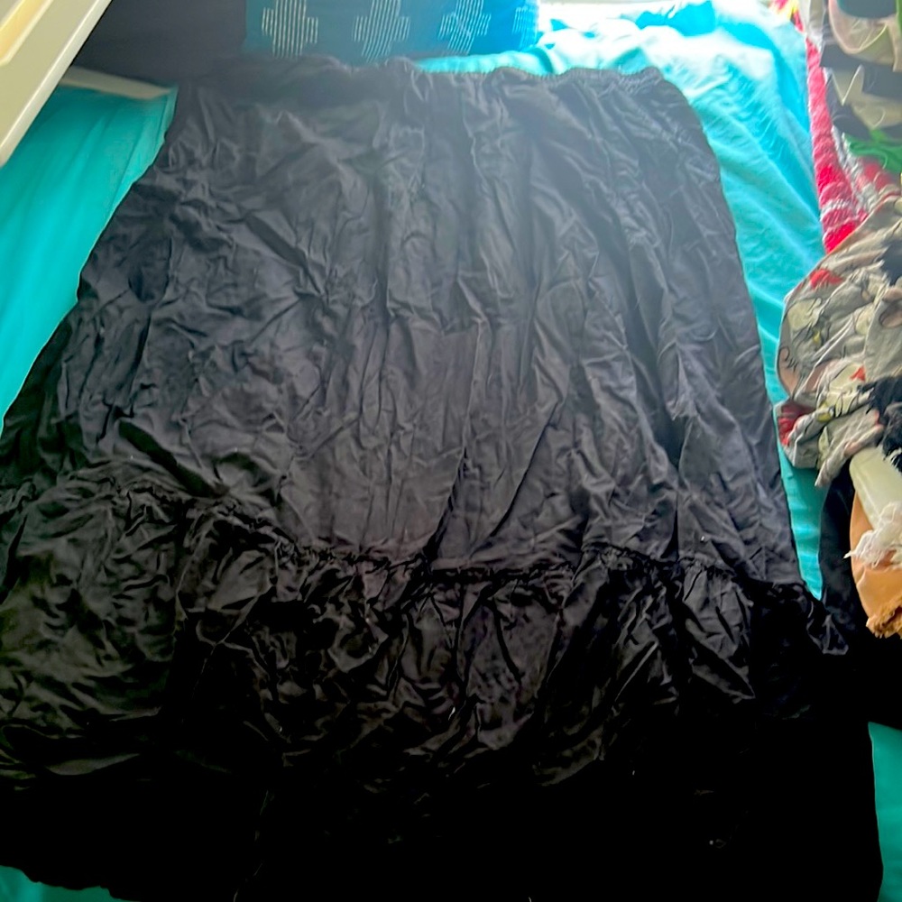 Long Black Ruffle Skirt